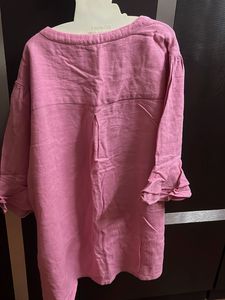 Pink Button-Down Ruffle Sleeve Top