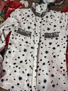 Dalmatian Print Sequin Trim Top