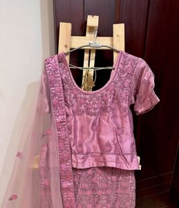 Pink Embroidered Net  Lehenga Choli