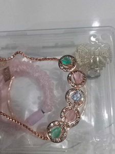 Rose Gold-Tone Multicolor Stone Bracelet