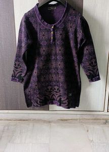 Floral Printed woolen kashmiri short kurti for wom