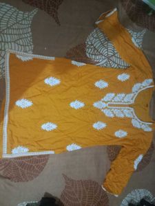 Yellow Short Chikankari Kurti