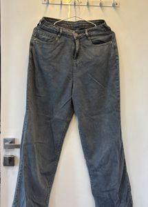 Grey High Rise Wide Leg Jeans | Kraus