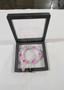 Pink Beaded Butterfly Bracelet