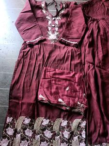 Maroon Embroidered Salwar Suit
