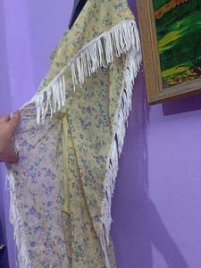 Stunning Yellow Kaftan Dress W Flower Print 4Girls