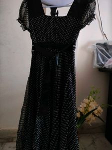 Polka Dots Black And White Party Wear Dress
