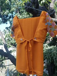 Elegant mustard Yellow Saree with ready blouse