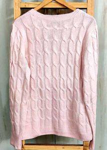 Pink Cable Knit Sweater size-38