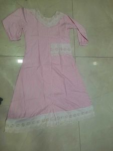 Pink white  Striped Aline kurta
