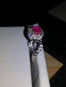 Ruby Studded Heart Shaped For Women And Girls