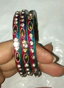 Beautiful Dual Color Blue, Pink Matching Bangles