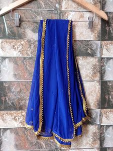 Elegant Blue Dupatta Moti Lace Unused
