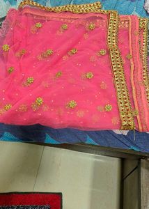 Pink &amp; Gold Embellished Dupatta