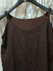 Brown Beaded Tank Top
