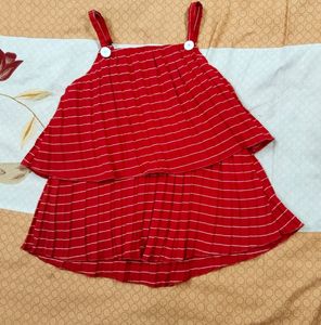 Cap Shape Top Sleeveless | Red | Girls Clothes