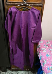 Purple Embroidered Kurti With Pant