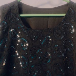 Black Sequence Embroidered Kurti 🖤