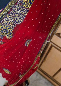 Elegant Red Embellished Saree ♥️