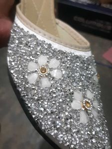 Sparkling Silver Embellished Flats