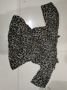 Leopard Print Ruched Top