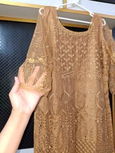 Elegant Golden Embroidered Salwar Kameez