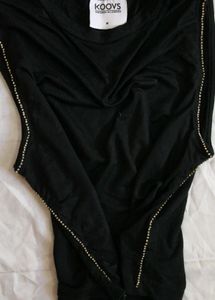 Clearance Sale🔥Black Embellished Fitted Top