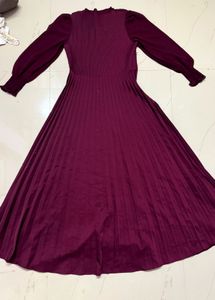 Burgundy Pleated Long Dress❤️