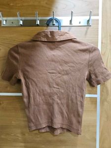 Brown Polo Crop Top