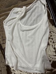 White Ribbed Tank Top