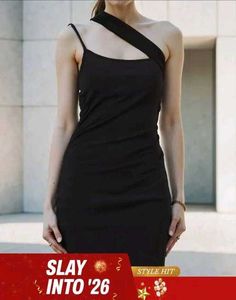 SHEIN Black One-Shoulder Midi Dress | Sexy Asymmet