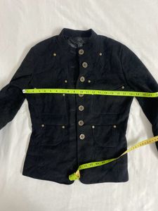soft suede black fitted jacket bust 34