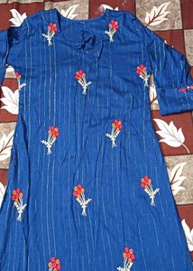 Blue Striped Embroidered Tunic