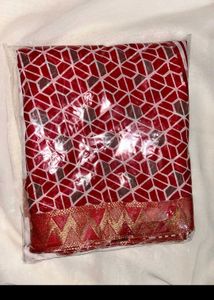 Red &amp; White Saree