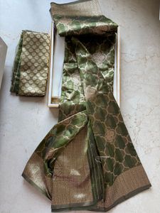 Unused Green Organza Saree