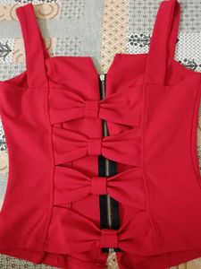 Stylish Red Crop Top Party Wear
