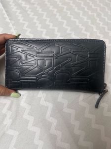 AX Glossy Embossed Logo Zip-Around Wallet