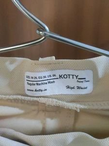 Beige Wide Leg Trousers