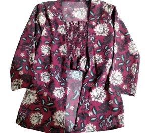 Floral Print Blouse With Attached Shrug