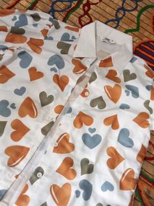 Heart Print White Top