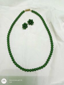 green onyx stone beaded necklace pendant set