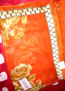 Floral Print Orange Saree