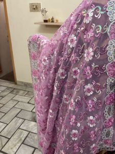 Elegant Pink Floral Saree with blouse petticoat