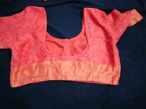 Orangish Peach Chiffon Saree