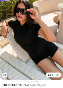 Stretchable Black Bodyfited Playsuit