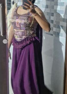 Beautiful Plaza &amp; Crop Top Ethnic Outfit