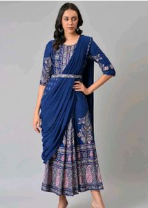 Elegant Blue Floral Ethnic Gown