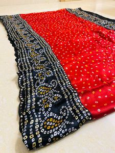 💕Red & black Bandhani Saree💕