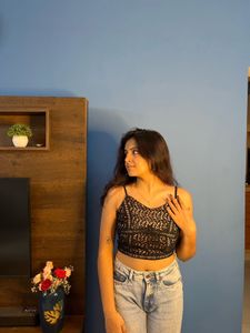 Chic Black Lace Crochet Cami Crop Top