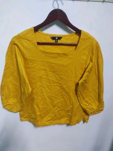 Fig Mustard Yellow Stylish Neck Top Women